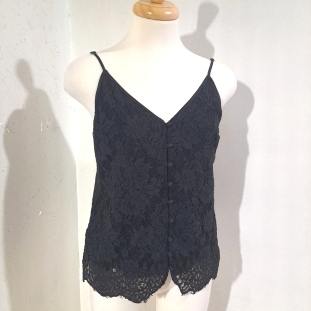 Abercrombie and Fitch | black lace front button up sleevless tank top
